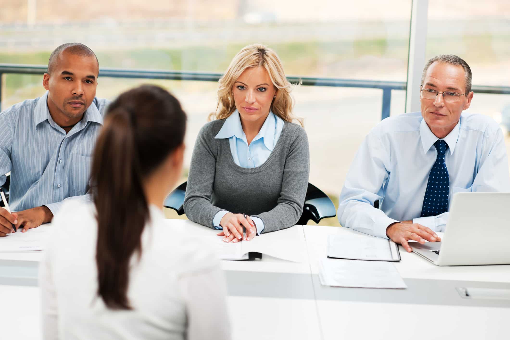 College applicant being interviewed by a panel