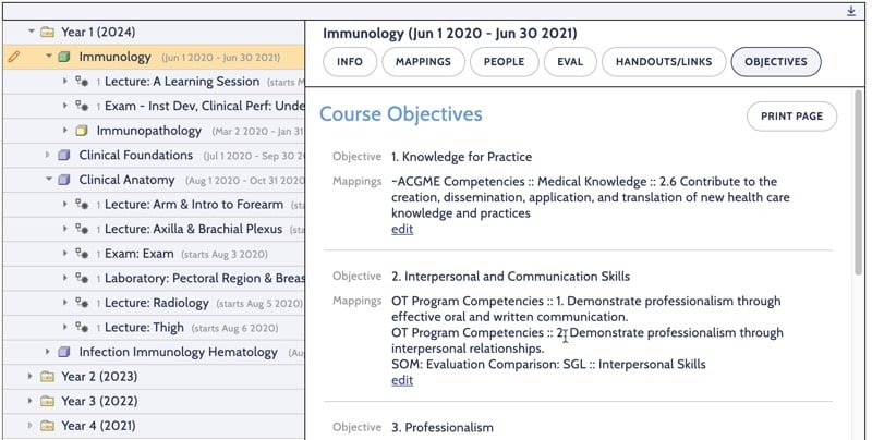 mapping competencies to course learning objectives