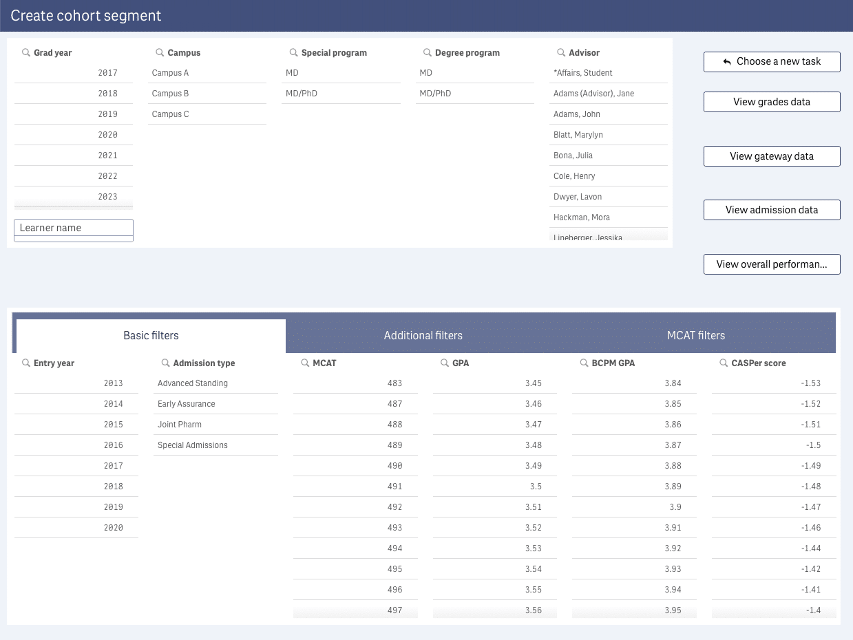 segment learners in Altus Analytics